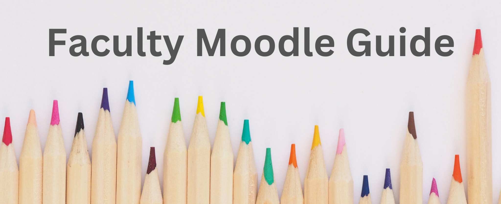 Text Faculty Moodle Guide, with coloured pencil tips below. 
